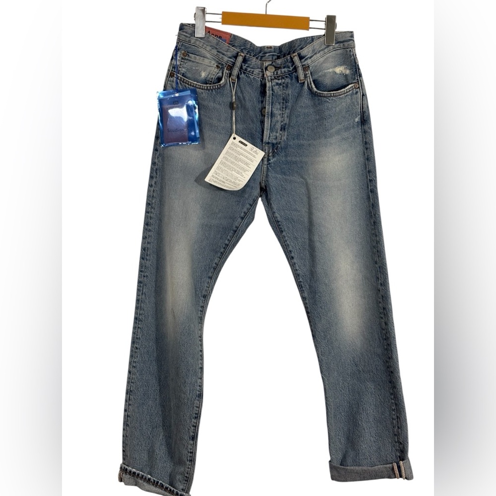Acne Studios women’s 1997 trash Straight Jeans in Washed Blue